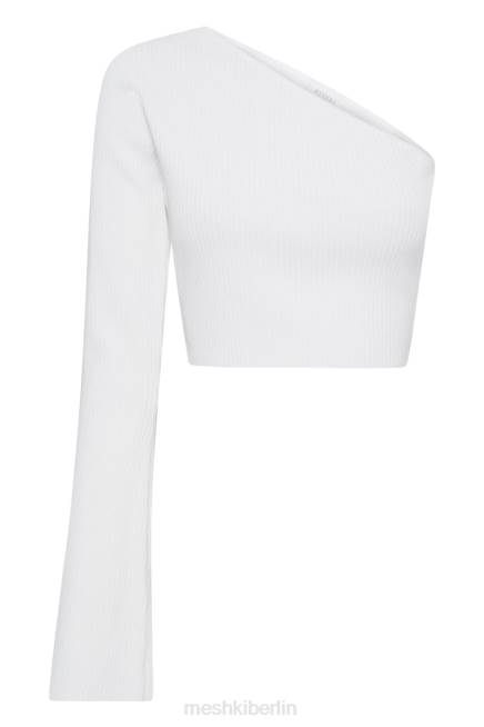 Kleidung Meshki Rue One-Shoulder-Crop-Top mit ausgestellten Ärmeln Weiß 2F8B974
