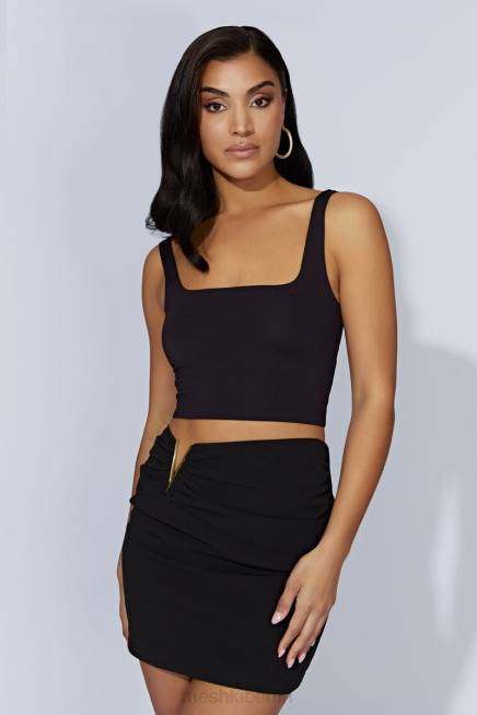 Kleidung Meshki Sara-Crop-Top mit eckigem Ausschnitt Schwarz 2F8B1167