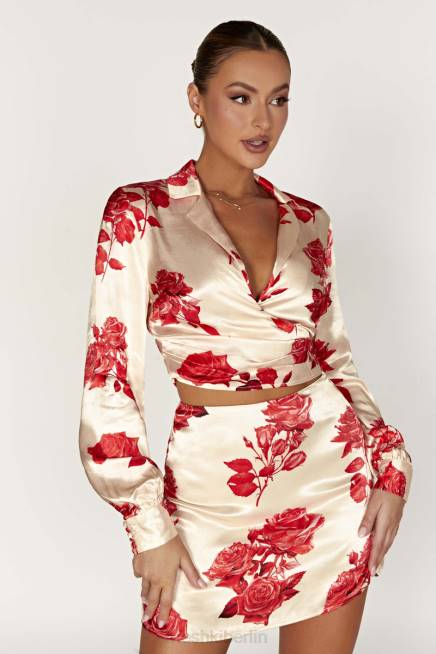 Kleidung Meshki Amia Satin-Wickelhemd Rosendruck 2F8B911