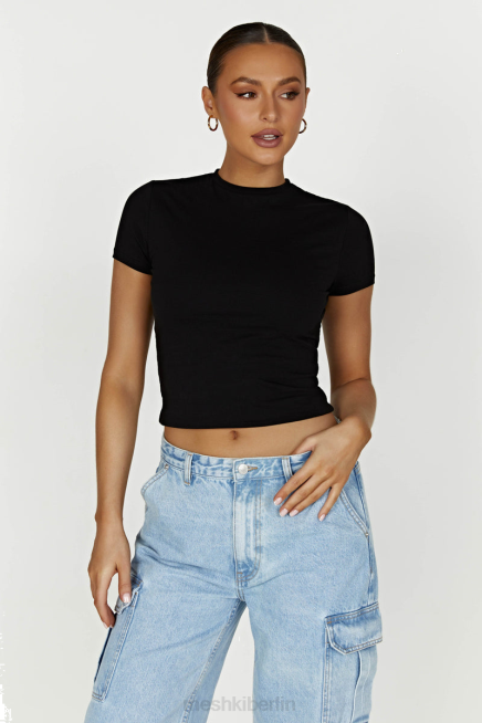 Kleidung Meshki Jeanie Longline-T-Shirt Schwarz 2F8B867