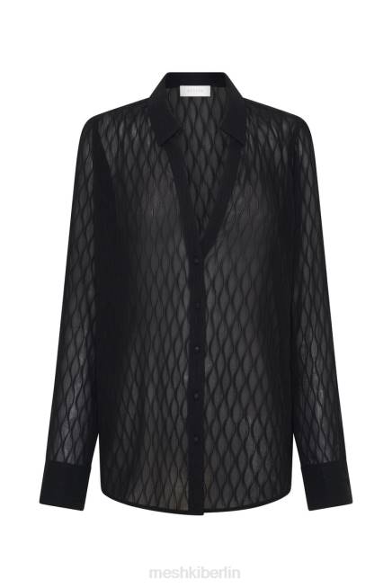 Kleidung Meshki Karla Wave-Falten-Oversize-Hemd Schwarz 2F8B1221