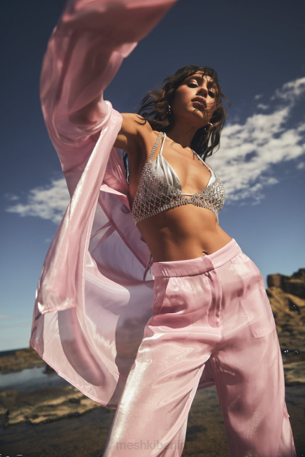 Kleidung Meshki Kinsley transparentes Hemd Bonbonrosa 2F8B1223