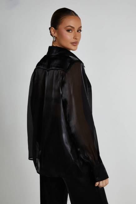 Kleidung Meshki Kinsley transparentes Hemd Schwarz 2F8B800