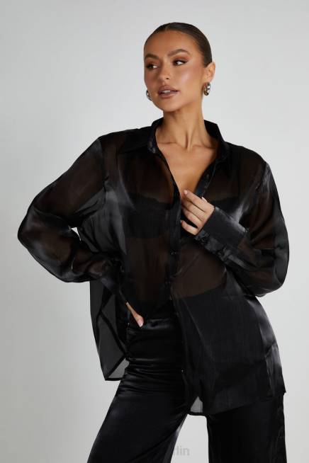 Kleidung Meshki Kinsley transparentes Hemd Schwarz 2F8B800