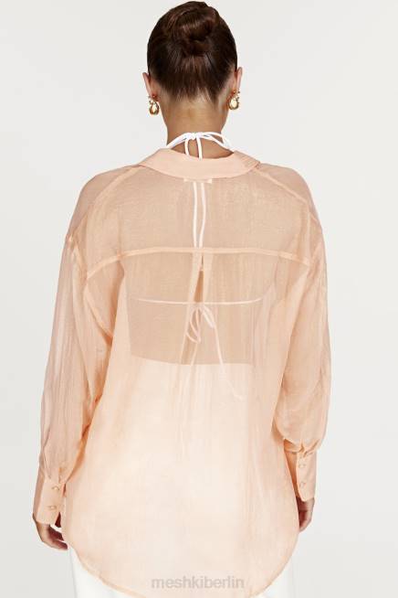 Kleidung Meshki Molly übergroßes, transparentes, schillerndes Hemd Pfirsich 2F8B1101