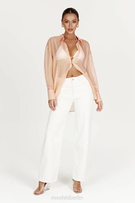 Kleidung Meshki Molly übergroßes, transparentes, schillerndes Hemd Pfirsich 2F8B1101