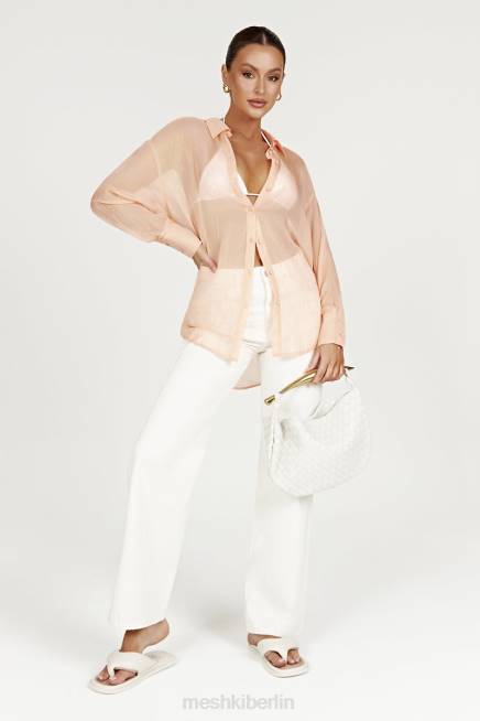 Kleidung Meshki Molly übergroßes, transparentes, schillerndes Hemd Pfirsich 2F8B1101