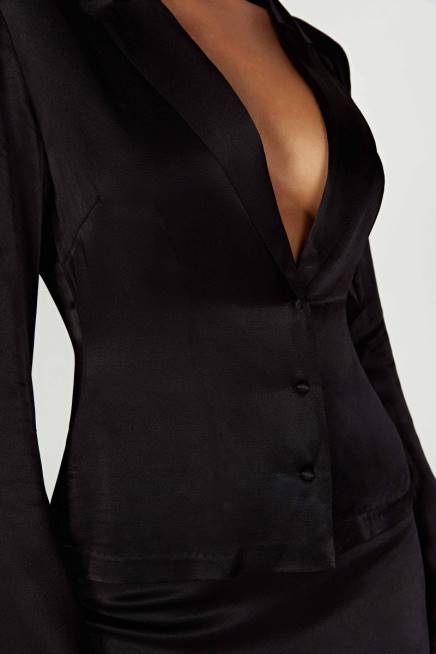 Kleidung Meshki Noa-Langarmhemd mit Kragen Schwarz 2F8B898