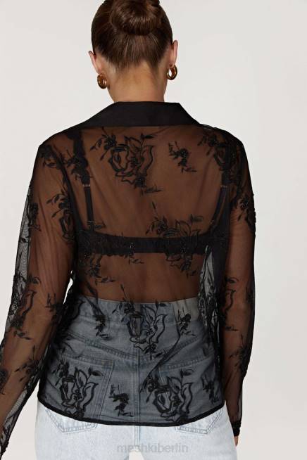 Kleidung Meshki Vivica besticktes Netzhemd Schwarz 2F8B991