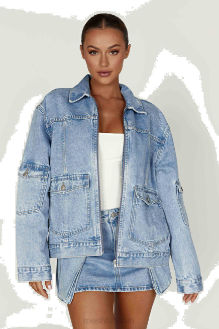 Kleidung Meshki Rylee übergroße Jeansjacke Mittelblau 2F8B1621