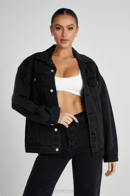 Kleidung Meshki sion übergroße Jeansjacke schwarz gewaschen 2F8B1325