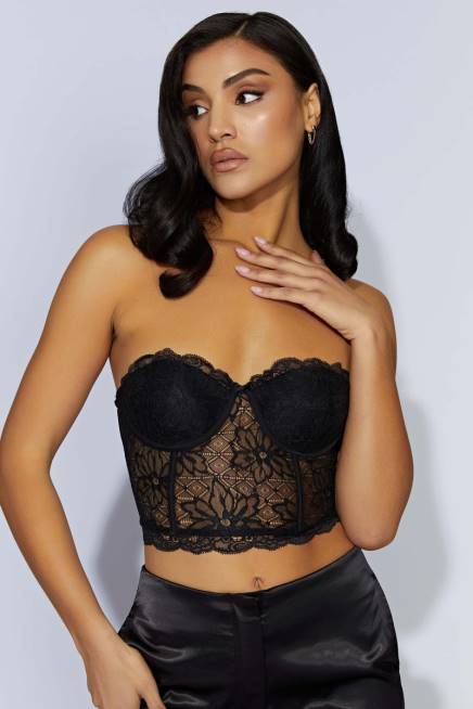 Kleidung Meshki Alessandra Spitzenkorsett Schwarz 2F8B1083