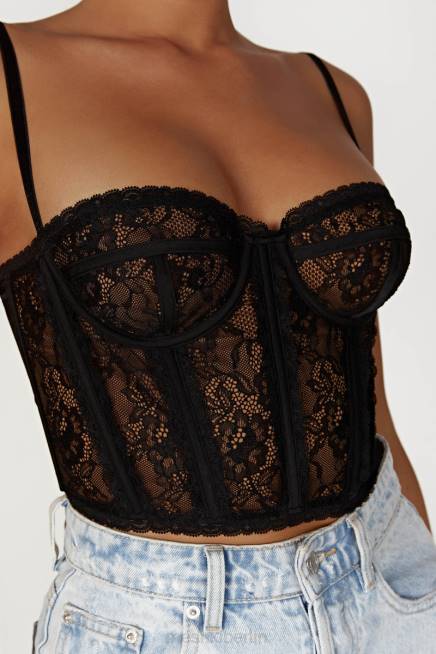 Kleidung Meshki Bustier aus Sansa-Spitze Schwarz 2F8B827