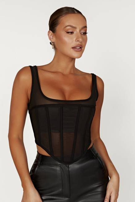Kleidung Meshki Delaney Korsett Bustier Schwarz 2F8B875