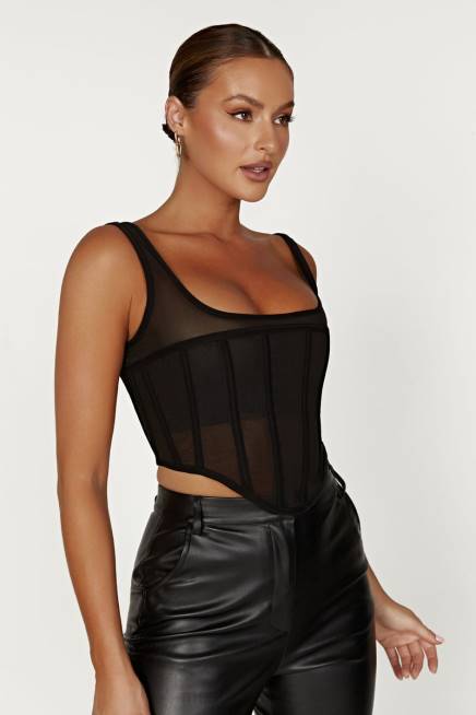 Kleidung Meshki Delaney Korsett Bustier Schwarz 2F8B875