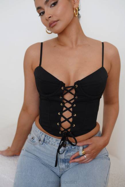 Kleidung Meshki Janice langes Korsett-Oberteil Schwarz 2F8B1051