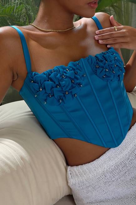 Kleidung Meshki Kristy gerafftes Bustier-Korsett-Oberteil Marineblau 2F8B975