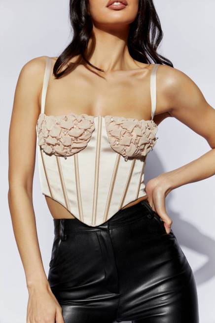 Kleidung Meshki Kristy gerafftes Bustier-Korsett-Oberteil Sekt 2F8B1085