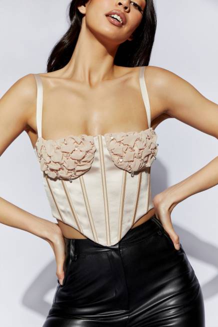 Kleidung Meshki Kristy gerafftes Bustier-Korsett-Oberteil Sekt 2F8B1085
