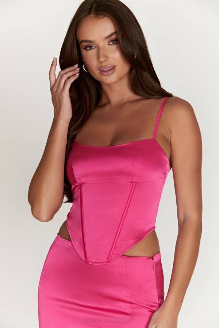 Kleidung Meshki Langes Korsettoberteil von Desirie Fuchsie 2F8B997