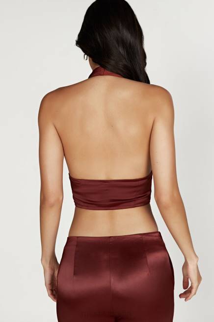 Kleidung Meshki Mallory Satin-Korsett-Oberteil Kirschschokolade 2F8B1066