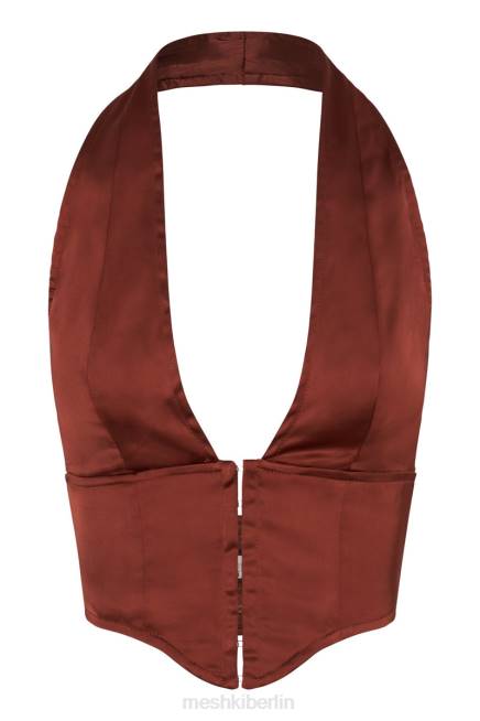 Kleidung Meshki Mallory Satin-Korsett-Oberteil Kirschschokolade 2F8B1066