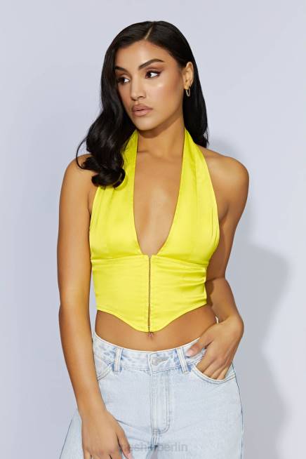 Kleidung Meshki Mallory Satin-Korsett-Oberteil frisches Grün 2F8B1045