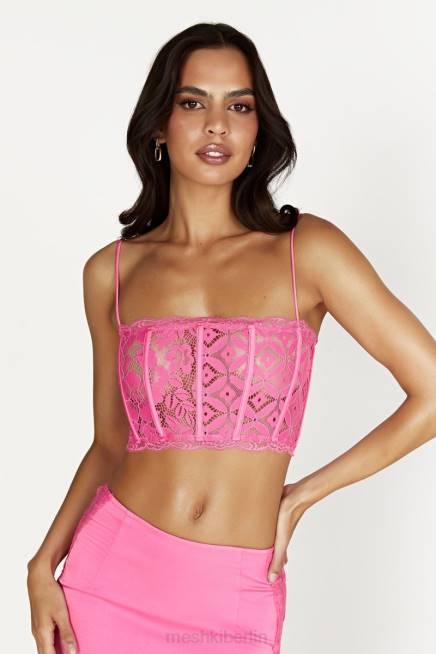 Kleidung Meshki Oberteil aus Bellamy-Muschelspitze Kaugummirosa 2F8B1019