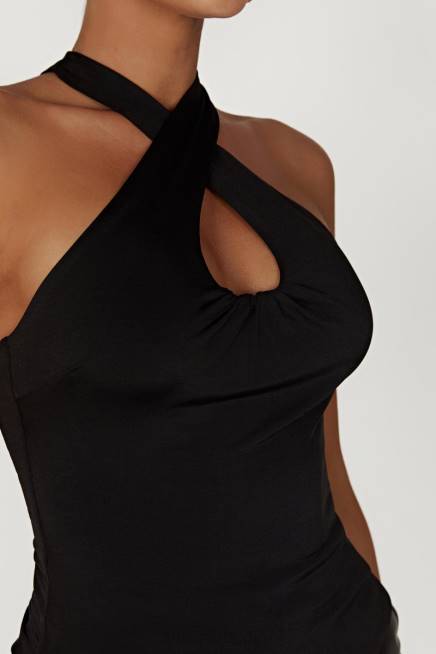 Kleidung Meshki Ailsa Schlüsselloch-Neckholder-Top Schwarz 2F8B944