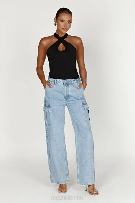 Kleidung Meshki Ailsa Schlüsselloch-Neckholder-Top Schwarz 2F8B944