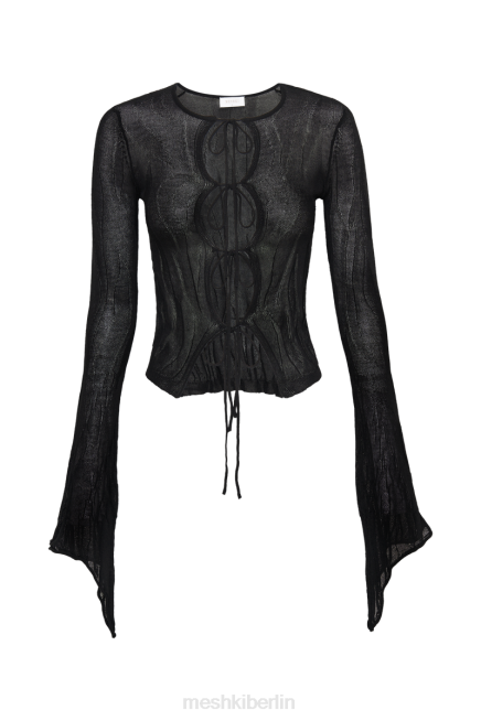 Kleidung Meshki Akari-Strickoberteil mit ausgestellten Ärmeln Schwarz 2F8B830