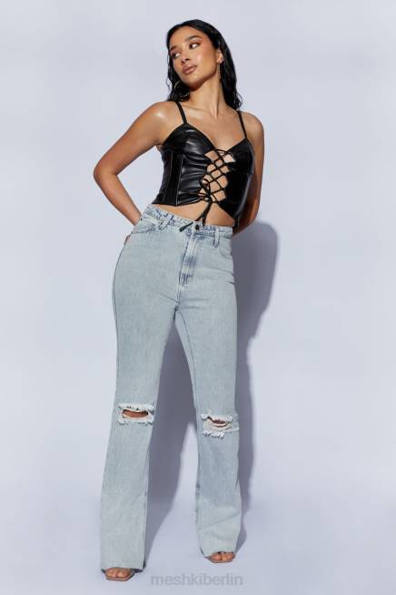 Kleidung Meshki Alaia Schnür-Korsett-Pu-Oberteil Schwarz 2F8B1095