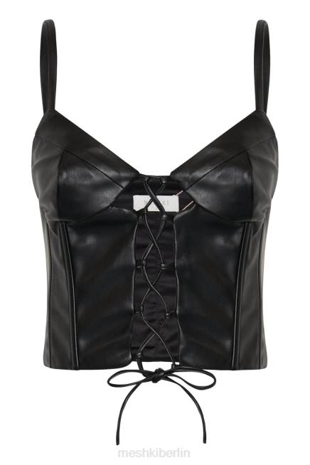 Kleidung Meshki Alaia Schnür-Korsett-Pu-Oberteil Schwarz 2F8B1095