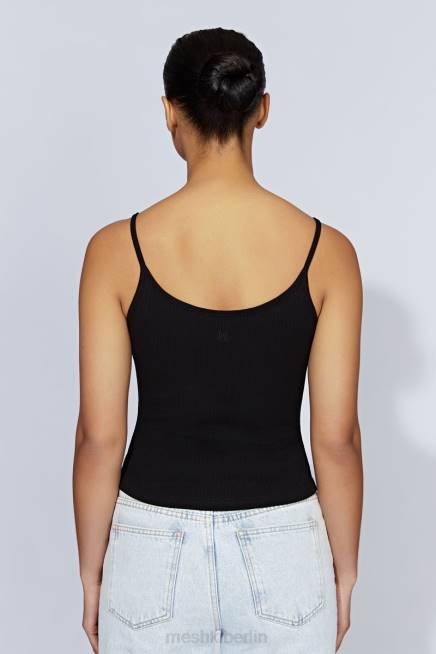 Kleidung Meshki Alexis geripptes Cami-Longline-Oberteil Schwarz 2F8B1146