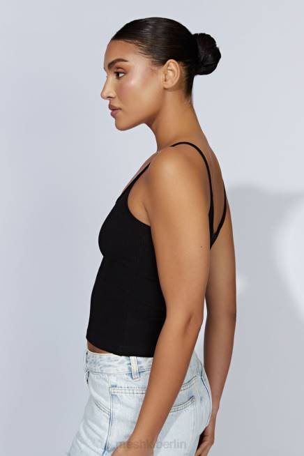 Kleidung Meshki Alexis geripptes Cami-Longline-Oberteil Schwarz 2F8B1146