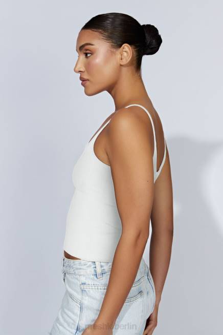Kleidung Meshki Alexis geripptes Cami-Longline-Oberteil Weiß 2F8B1121