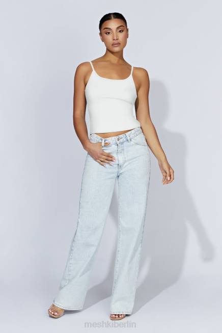 Kleidung Meshki Alexis geripptes Cami-Longline-Oberteil Weiß 2F8B1121