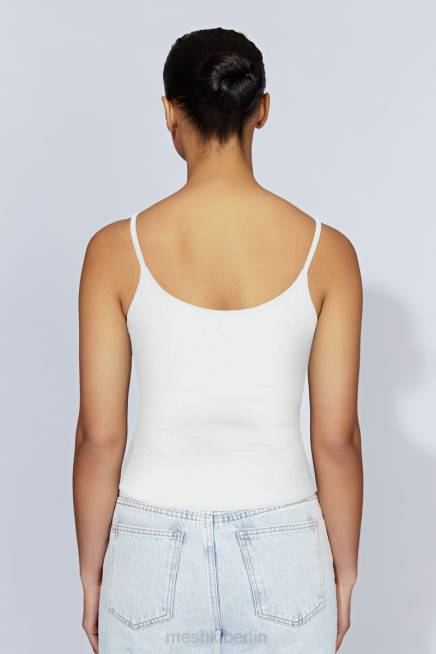 Kleidung Meshki Alexis geripptes Cami-Longline-Oberteil Weiß 2F8B1121