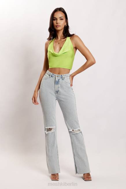 Kleidung Meshki Amy Satin-Oberteil mit Wasserfallausschnitt lindgrün 2F8B1183