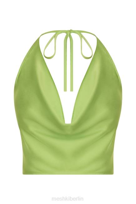 Kleidung Meshki Amy Satin-Oberteil mit Wasserfallausschnitt lindgrün 2F8B1183