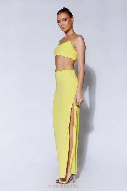 Kleidung Meshki Arya Neckholder-Oberteil mit Diamantbesatz Chartreuse 2F8B1041