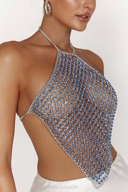 Kleidung Meshki Asteria Diamant-Neckholder-Top puderblau 2F8B959
