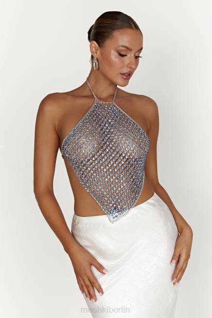 Kleidung Meshki Asteria Diamant-Neckholder-Top puderblau 2F8B959