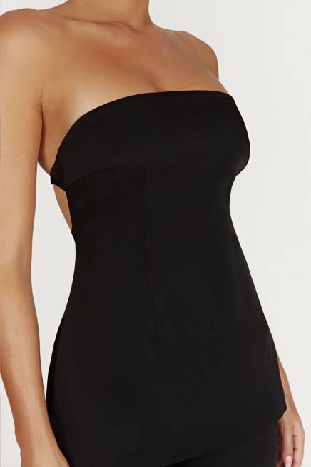 Kleidung Meshki Astrid trägerloses Oberteil zum Binden hinten Schwarz 2F8B862