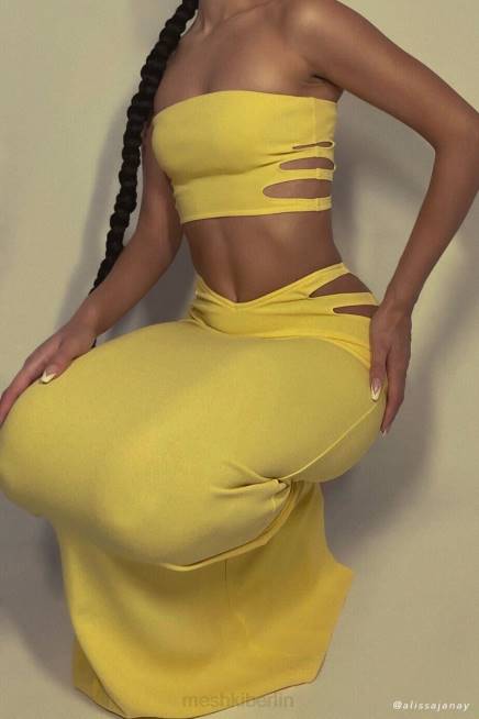 Kleidung Meshki Audrina Bandeau-Oberteil mit Cut-Outs Gelb 2F8B1190
