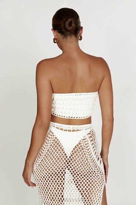 Kleidung Meshki Bonnie Häkel-Bandeau-Oberteil Weiß 2F8B864
