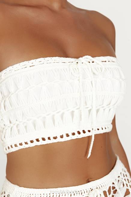 Kleidung Meshki Bonnie Häkel-Bandeau-Oberteil Weiß 2F8B864