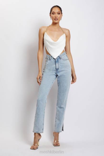 Kleidung Meshki Brianna Cowl Goldkettenoberteil Weiß 2F8B1181