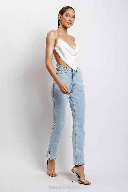 Kleidung Meshki Brianna Cowl Goldkettenoberteil Weiß 2F8B1181