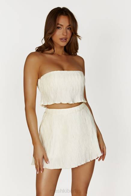 Kleidung Meshki Brigid Plissee-Bandeau-Oberteil Elfenbein 2F8B825